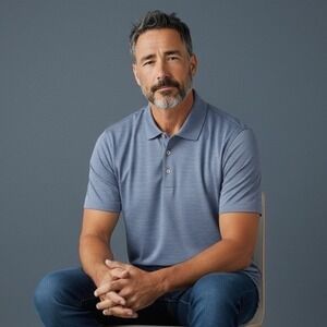 MAGASCHONI MAN Blue Geometric Print Short Sleeve Button Up Shirt Size M